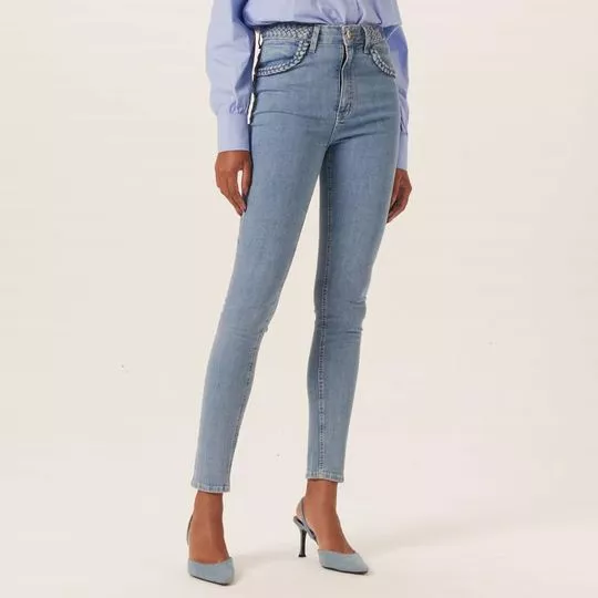 Calça Jeans Olívia Super Skinny Com Recortes- Azul Claro