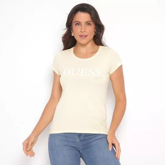 Camiseta Guess®- Amarelo Claro & Off White