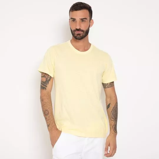 Camiseta Com Bordado- Amarelo Claro- Vide Bula