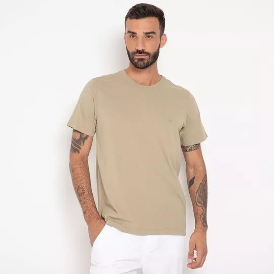 Camiseta Com Bordado- Bege- Vide Bula