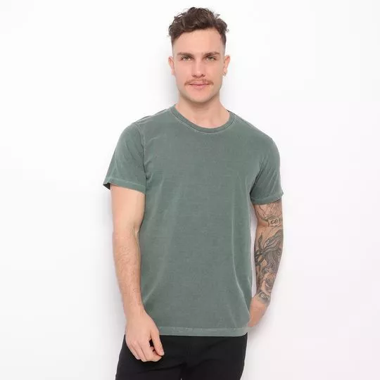 Camiseta Lisa Estonada- Verde Militar- Vide Bula