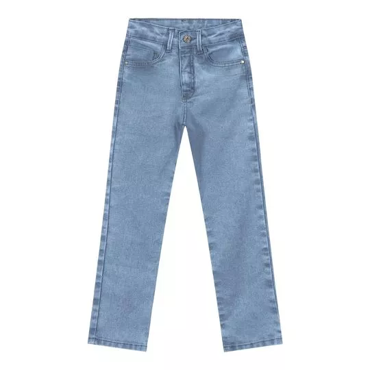 Calça Reta Jeans- Azul- Carinhoso