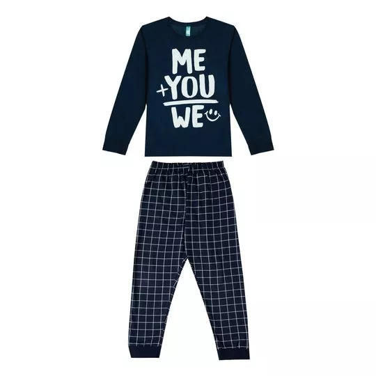 Pijama Quadriculado- Azul Escuro & Branco- Malwee Infantil