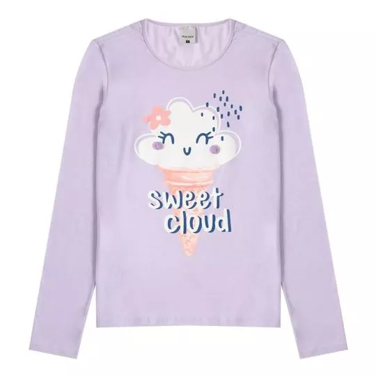 Blusa Sweet Cloud- Lilás & Off White- Malwee Infantil