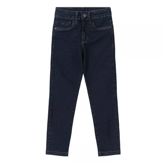 Calça Jeans Skinny Com Bolsos- Azul Escuro- Carinhoso