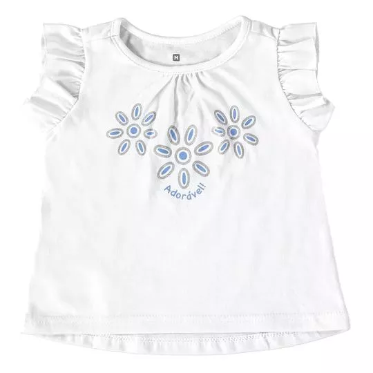 Blusa Floral- Branca & Azul- Malwee