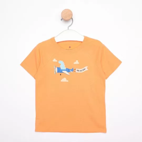 Camiseta Avião- Laranja & Azul- Malwee