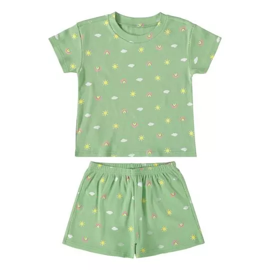 Pijama Arco-Íris- Verde Claro & Amarelo Claro- Malwee