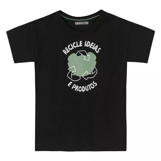 Camiseta Reciclagem- Preta & Branca