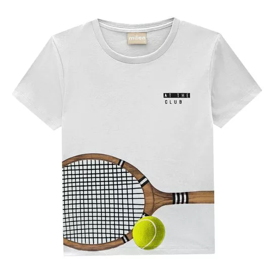 Camiseta Raquete- Cinza Claro & Marrom