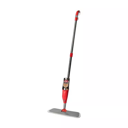 Vassoura Mop Spray- Cinza & Vermelha- 9x11,5x64,5cm- 460ml