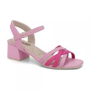 Sandália Com Tiras Cruzadas<BR>- Rosa & Pink<BR>- Salto: 4,5cm