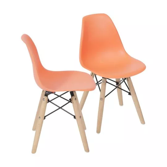 Jogo De Cadeiras Eames Infantil- Laranja & Bege Claro- 2Pçs- Or Design