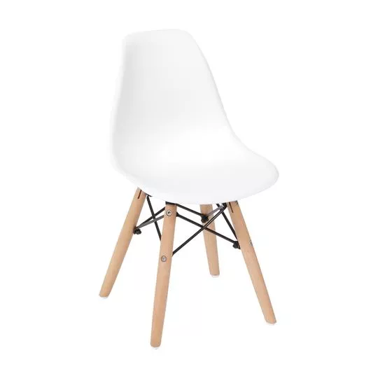 Cadeira Eames Kids- Branca & Madeira- 56,5x31x28,5cm- Or Design