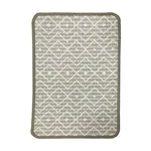 Tapete Boucle Essential Abstrato<BR>- Bege & Branco<BR>- 59x39cm<BR>- Niazitex