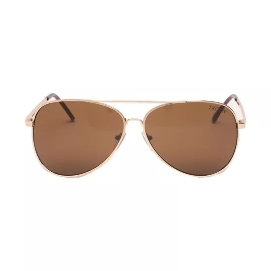 Óculos De Sol Aviador- Marrom & Dourado- Triton