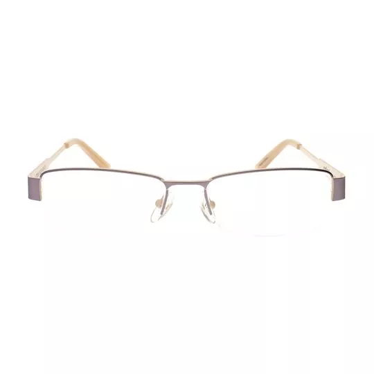 Armação Retangular Para Óculos De Grau- Cinza & Bege Claro- Colcci