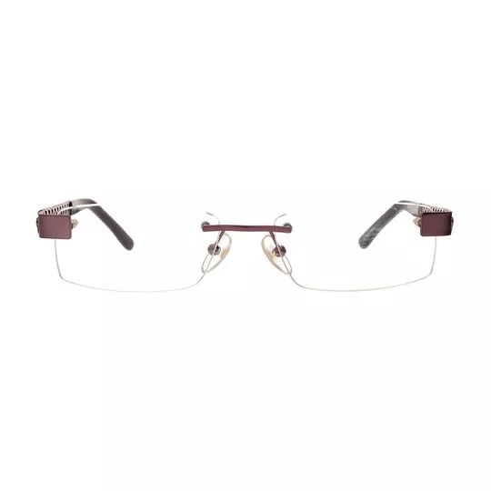 Armação Retangular Para Óculos De Grau- Rosa Escuro & Vinho- Colcci