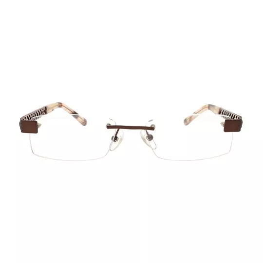 Armação Retangular Para Óculos De Grau- Cobre & Marrom- Colcci