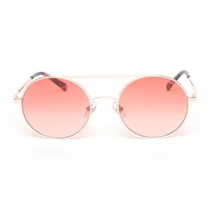 Óculos De Sol Redondo<BR>- Dourado & Rosa