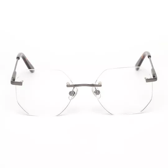 Armação Hexagonal Para Óculos De Grau- Chumbo