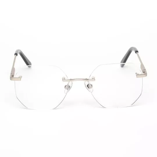 Armação Hexagonal Para Óculos De Grau- Prateada