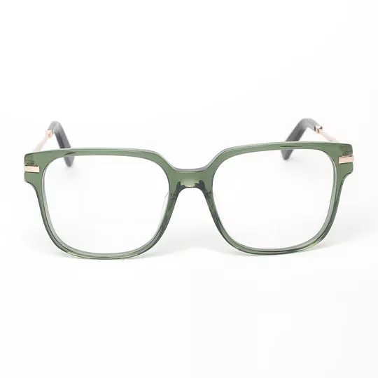 Armação Quadrada Para Óculos De Grau- Verde Oliva & Dourada
