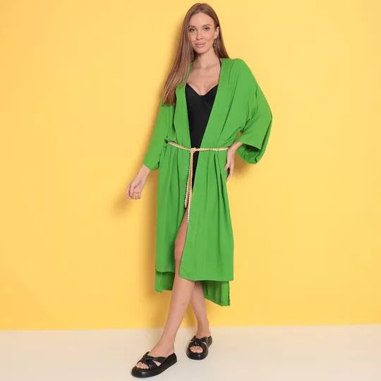Kimono Midi Com Amarração- Verde