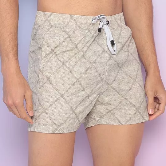 Short D'Água Abstrato- Off White & Bege
