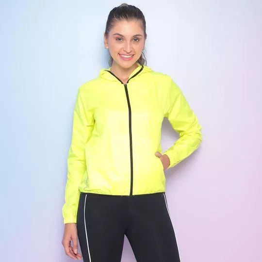 Jaqueta Com Recortes- Amarelo Neon & Preta- Physical Fitness