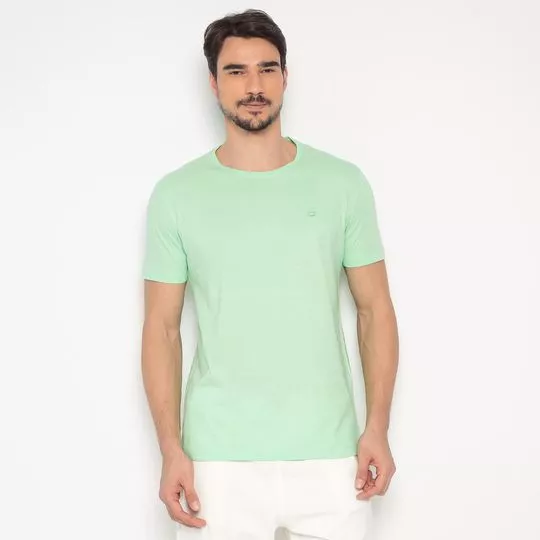 Camiseta Com Bordado- Verde Claro