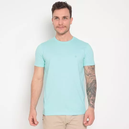 Camiseta Com Bordado- Verde Água