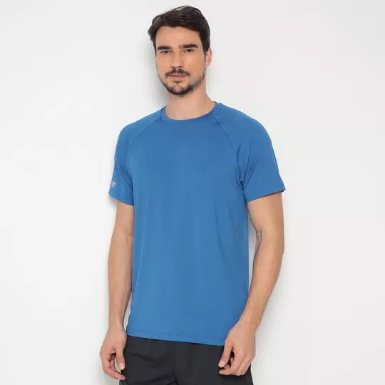 Camiseta Com Inscrições- Azul Royal & Branca