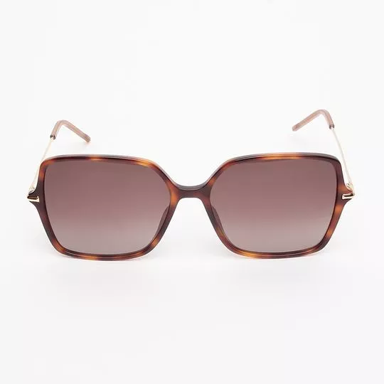 Óculos De Sol Quadrado- Marrom & Laranja Escuro- Hugo Boss