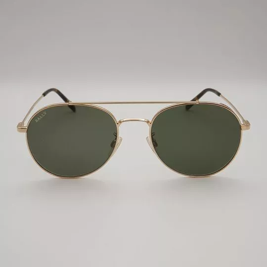 Óculos De Sol Aviador- Dourado & Verde- BALLY
