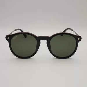 Óculos De Sol Redondo<BR>- Preto & Verde<BR>- BALLY