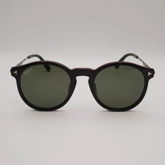 Óculos De Sol Redondo- Preto & Verde- BALLY