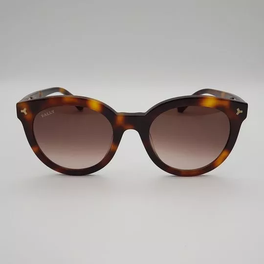Óculos De Sol Arredondado- Marrom & Marrom Escuro- BALLY