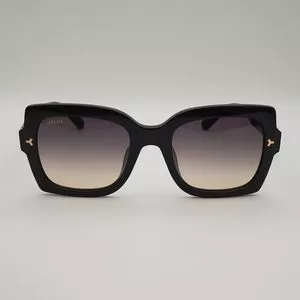 Óculos De Sol Quadrado<BR>- Preto & Cinza Escuro<BR>- BALLY