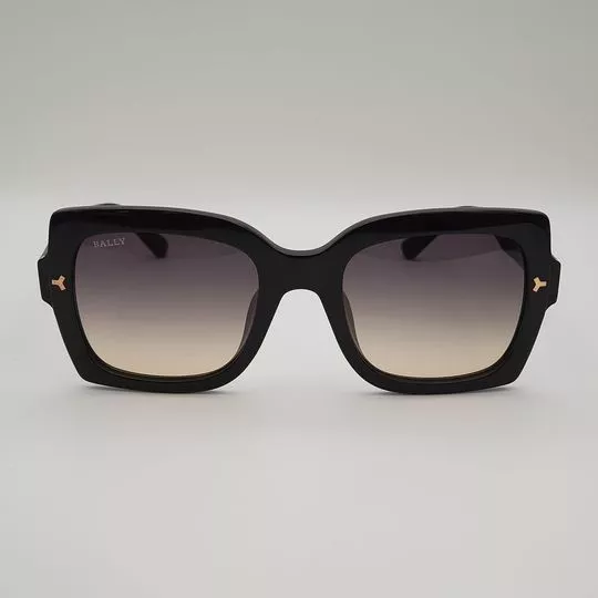 Óculos De Sol Quadrado- Preto & Cinza Escuro- BALLY