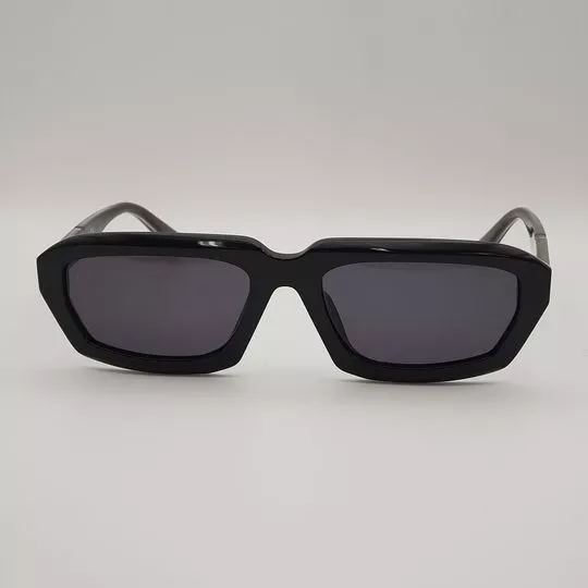 Óculos De Sol Retangular- Preto & Prateado- DIESEL