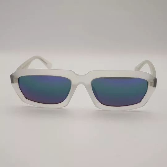 Óculos De Sol Retangular- Incolor & Azul- DIESEL