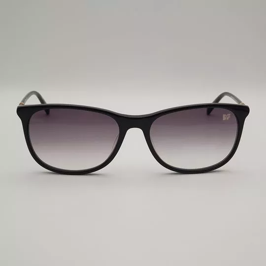 Óculos De Sol Retangular- Preto & Dourado- DVF