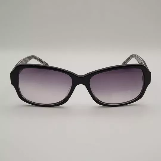 Óculos De Sol Retangular- Preto & Roxo Escuro- DVF