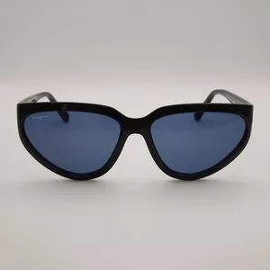 Óculos De Sol Retangular<BR>- Preto & Azul<BR>- SALVATORE FERRAGAMO