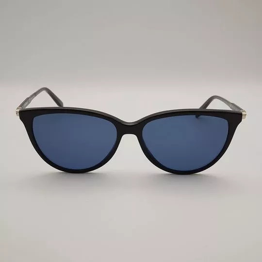 Óculos De Sol Arredondado- Preto & Azul Escuro- SALVATORE FERRAGAMO