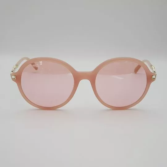 Óculos De Sol Redondo- Rosa Claro & Dourado- SWAROVSKI