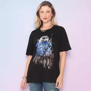 Camiseta Opera Rock®<BR>- Preta & Azul Escuro