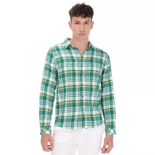 Camisa Básica Xadrez- Verde & Off White