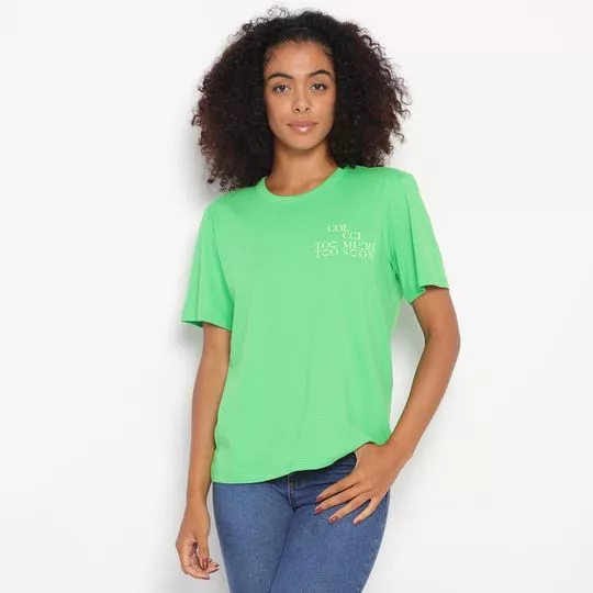 Blusa Com Inscrição- Verde & Verde Claro